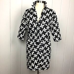 NWT Tulle Black White 1/2 Sleeve Trench Jacket S‎